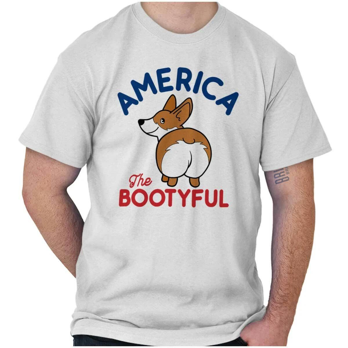 Funny America Dog Pet Pun Cute Corgi Lover Womens or Mens Crewneck T Shirt Tee XXXL
