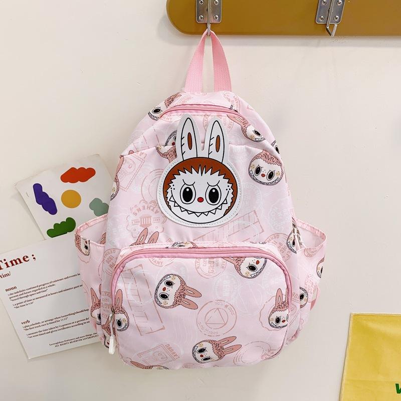 

Dual Cartoon Kids Shoulder Backpack Large Capacity Print Schoolbag Students розовый