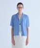 VOYONN Short-Sleeve Leaf Print Rayon Blouse Blue 0184