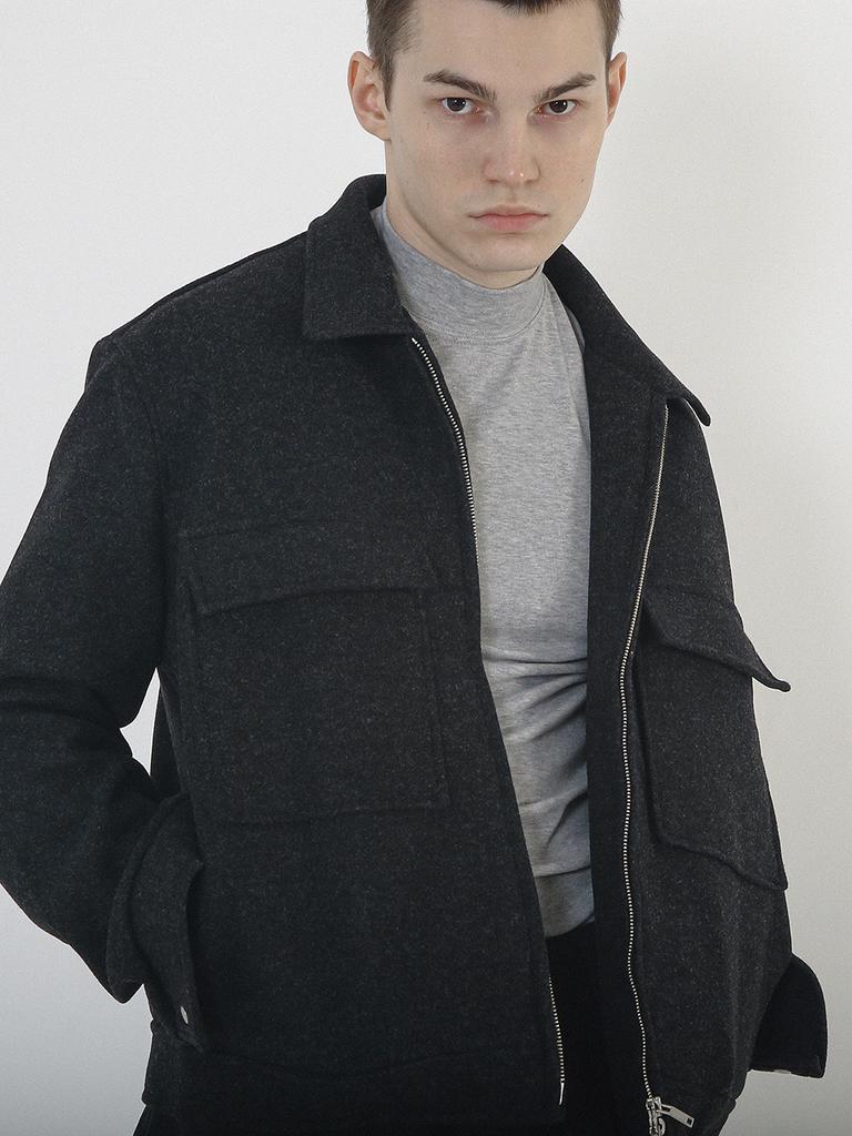 Chaenseseunoi Essential Wool Half-Neck Knit (Gray)