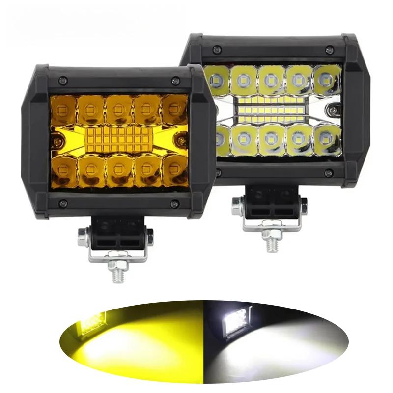 1 pc Super Bright 3000K Yellow 6000K White 12V 24V Offroad Spot Flood Combo Work Light LED Light Bar for Car SUV