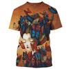 T-shirt Geisha Guerriera Giapponese Girocollo Manica Corta Stampa 3D Personalità Vintage Tendenza Stile Harajuku T-shirt da Uomo