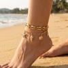 Colorful Crystal Zircon Metal Chain Anklets for Women Bohemia Starfish Shell Conch Tassel Bracelet On The Foot Beach Jewelry