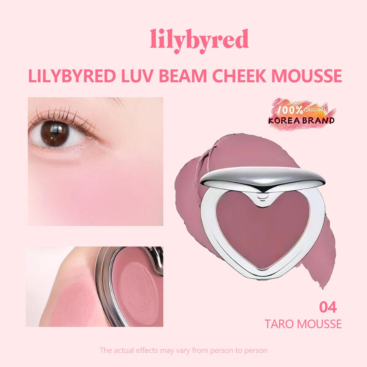 lilybyred LUV BEAM CHEEK MOUSSE, Odtiene 01-06, Ľahká penová textúra, Prirodzené začervenanie, Jednoduché rozotieranie K‑Beauty, Kórejská kozmetika, Kórejský make-up 04 TARO MOUSSE