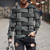 Colorful Visual 3D Digital Printed Men's Fashion Trend Round Neck Long Sleeved T-shirt