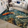 Abstract Canyon Area Rug Blue Sofa Decor Modern Living Room Carpet Office Floor Mat with Koi Fish Design