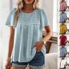 Damen Lässiges Oversize Künstlerisches Patchwork Kurzarm Top