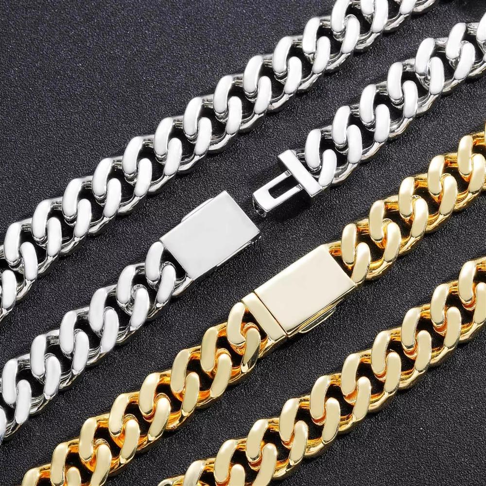 Fashion Hip Hop Jewelry 15mm Wide Iced Out Round and Baguette CZ Cuban Link Chain Bracelet for Men