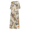 Women's Summer Round Neck 3/4 Sleeve A-Line Skirt Medium Length Printed Loose Dress