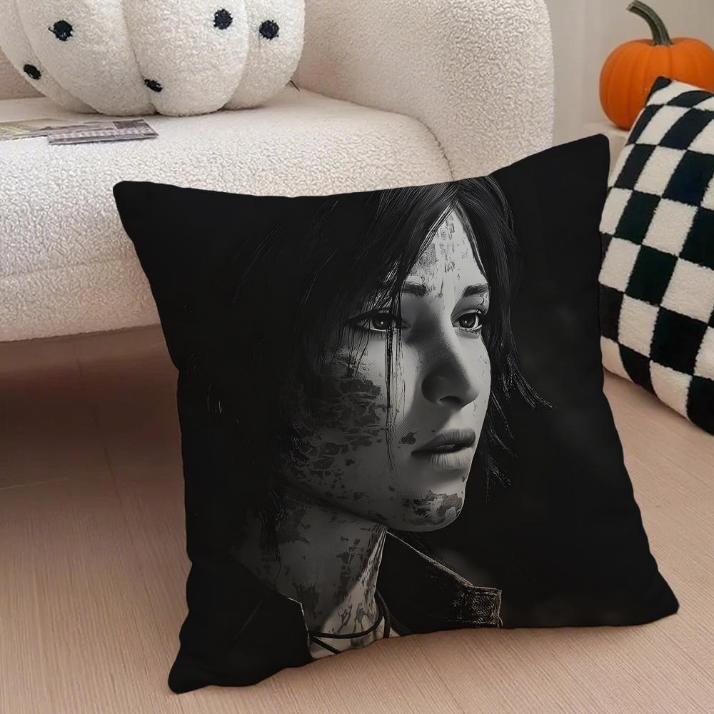 Shadow tTomb Raider Pillow Adventure Game Cushion Cover Throw Pillow Cover Hidden Button Durable Polyester Chair Cushion