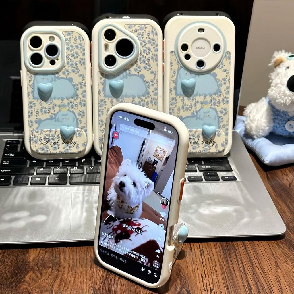 Blue Floral Dog is suitable for VIVOX300PRO/S30 phone cases, Redmi Note14 Pro/K70 phone cases