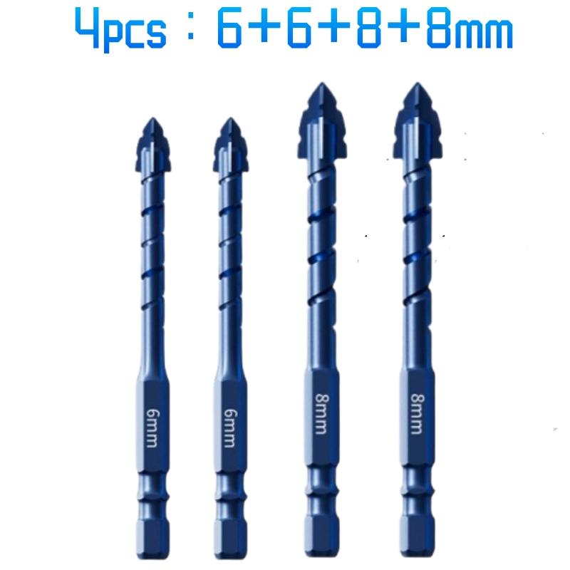 7/6/5/4PCS Four-edge Serrated Drill Bit Set For Drilling Holes In Glass Tiles Walls Concrete 3-12mm Sawtooth Drill Bit Set Tool