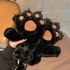 Cute Cartoon Bear & Cat Paw Plush Winter Gloves for Women and Students - Fleece Lined, Neck Hanging, Cold-Proof, Trendy for Cycling