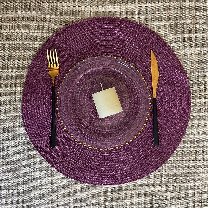1pc American Style Home Placemat Handmade PP Woven Coffee Dining Table Decoration Mat Diameter 38cm Thermal Insulation Pad