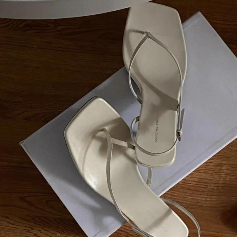High Heeled Sandals for Women in the Summer of 2025, New French Style Open Toed Sandals,fashionable Square Toe Slim Heel Sandals