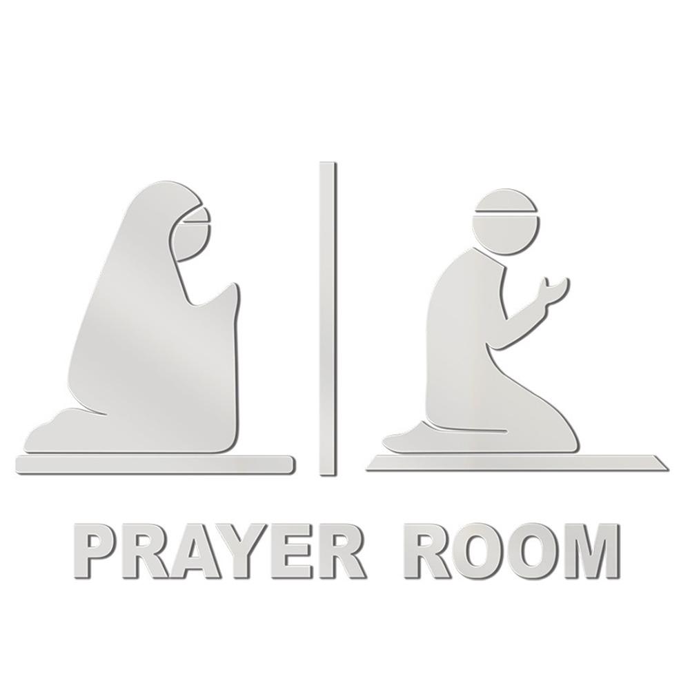 

3D Prayer Room Sign Sticker Gold Black Silver Acrylic Eid Decorative Sticker Mirror Surface Signboard Sticker Home Decoration