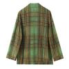 European American Plaid Draping Blazer with Three-Quarter Bell Bottom Pants