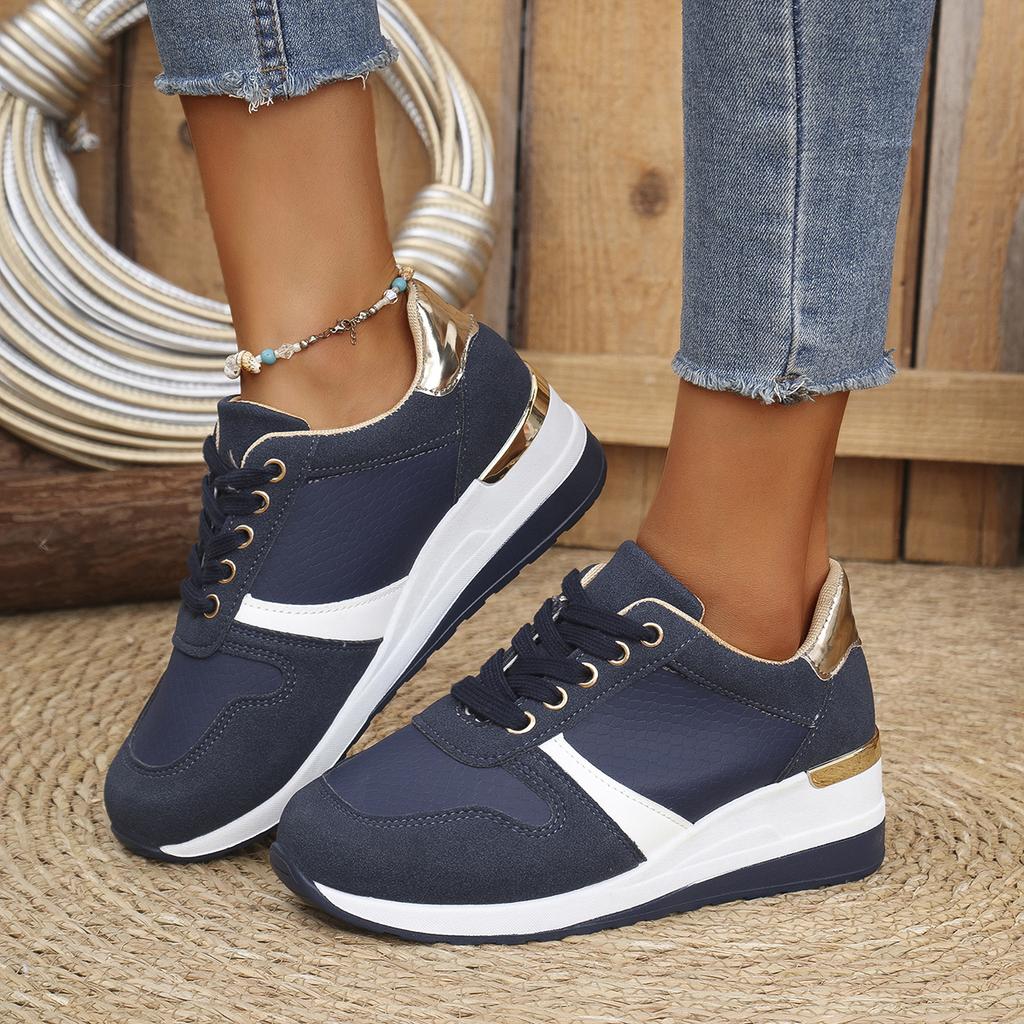 Fashion Women's Fashion Chunky Sneakers Lace Up Platform Casual Sports Shoes Woman Lightweight Non Slip Wedges Walking Shoes Plus Size