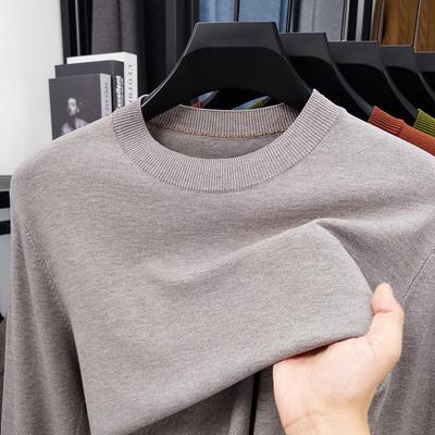 2025 Leichter einfarbiger Rundhals-Pullover für Herren, Langarm-Strick für Frühling/Herbst