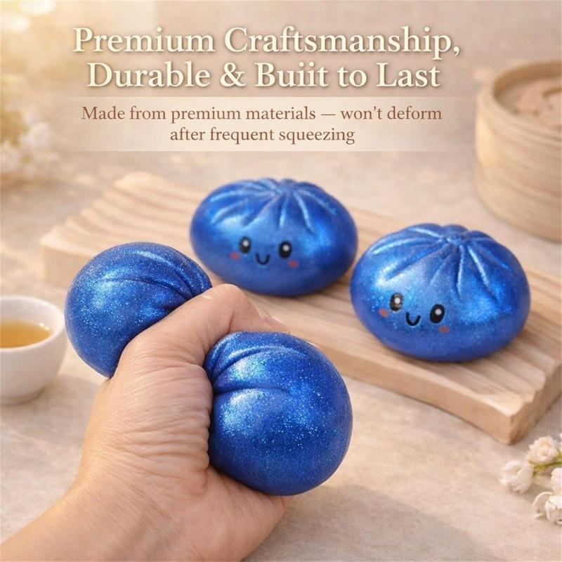 Portable Glitter Dumpling Squishy Squeeze Toy 1Pcs With Box Soft Sensory Fidget Toy For Stress Relief Long Journey Use