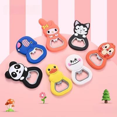 Cartoon Fridge Magnet Bottle Opener PVC Soft Gel Standing Magnetic Portable Folding Beer Gift