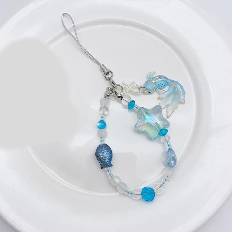 Colorful Beaded Keychain for Mobile or Camera Dolphin/Carp Pendant Keyring Charm