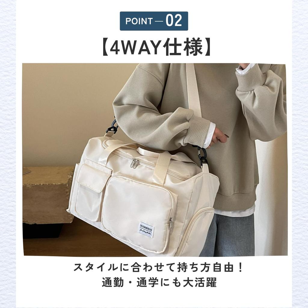 ideamall Sports Boston Bag, Large Capacity, Travel, Golf, Women's (Ivory)