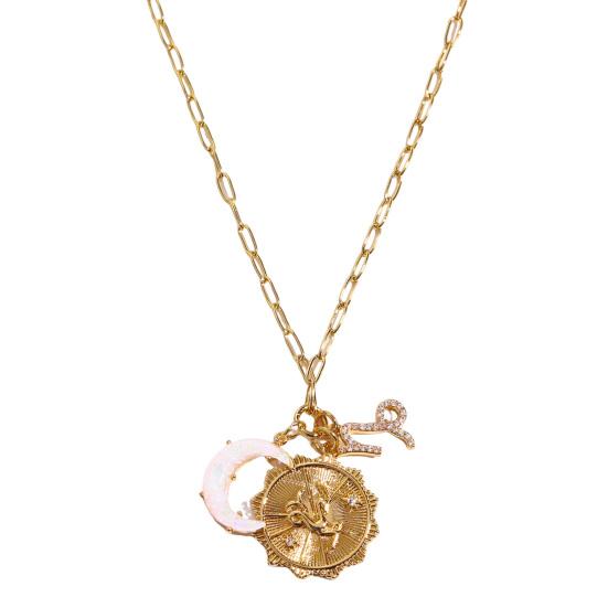 12 Constellations Pendant Necklace Faux Opal Moon Charm Necklace Constellation Symbol Jewelry Birthday Gift