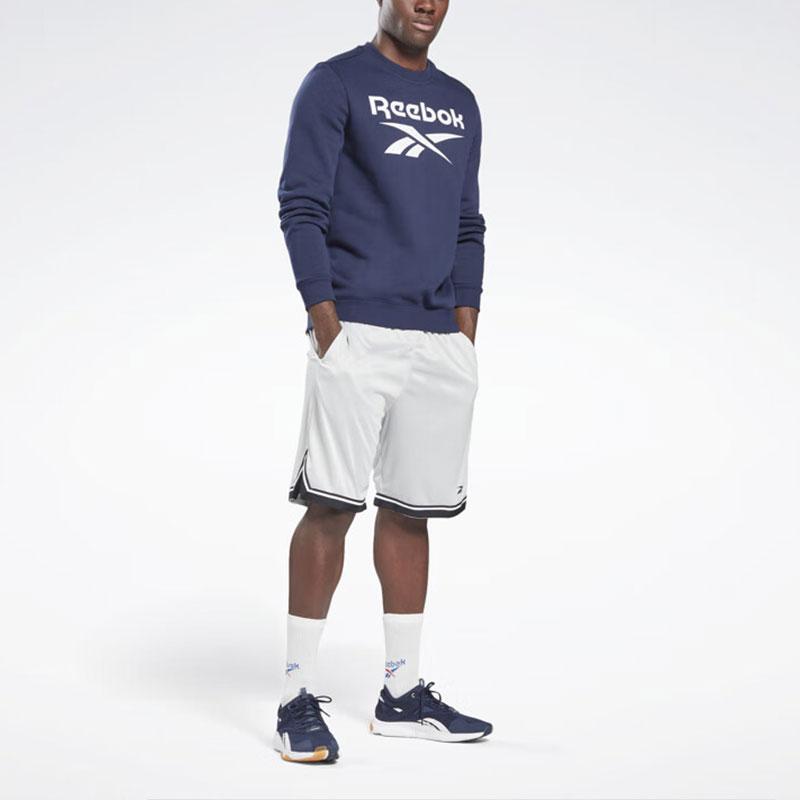 Reebok Crew Print Sports Indoor Fitness Training Thick Sweatshirt Men sweatshirt Navy-Blue GR1656