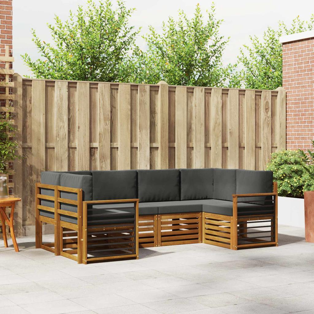 Corner Sofa Set with Cushions 6 pcs Natural and Anthracite