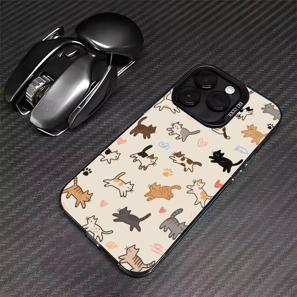 Popular Coffee Cat Cartoon Phone Case For iPhone 17 16 15 14 13 12 11 Pro Max XS Max 7 8 Plus Shockproof Silicone Matte Cover