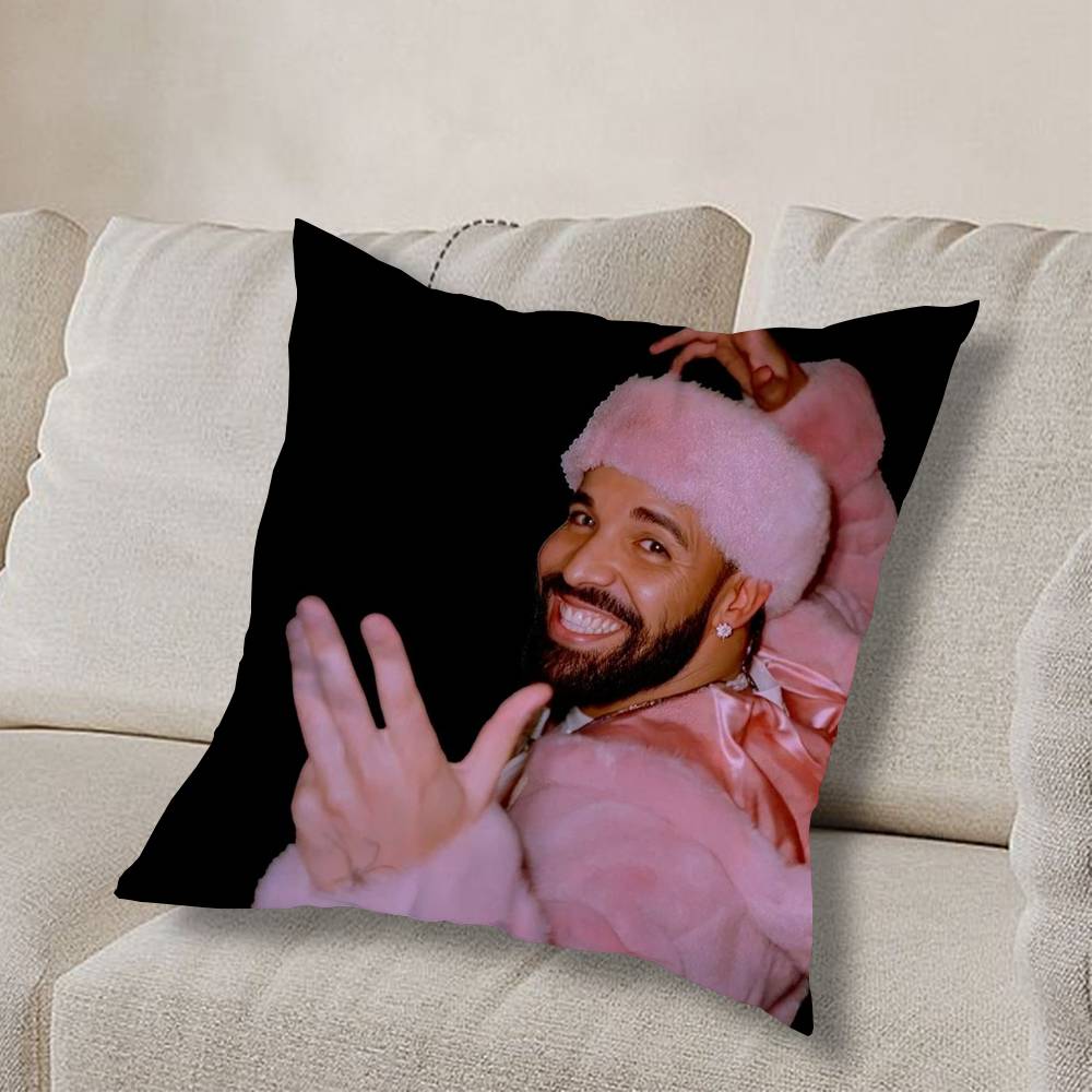 cool D-Drake OvO Rap Pillow Case Square Double-Sided Printing Short Plush Sofa Cushion Cover Bedroom Bedside Pillow