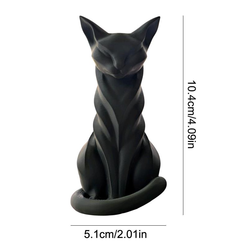 1 Pc Elegant Cat Sculpture With Stripes Cat Figurine Indoor/Outdoor Home Decor Charming Cat Statue Desks Bookshelves Ornament