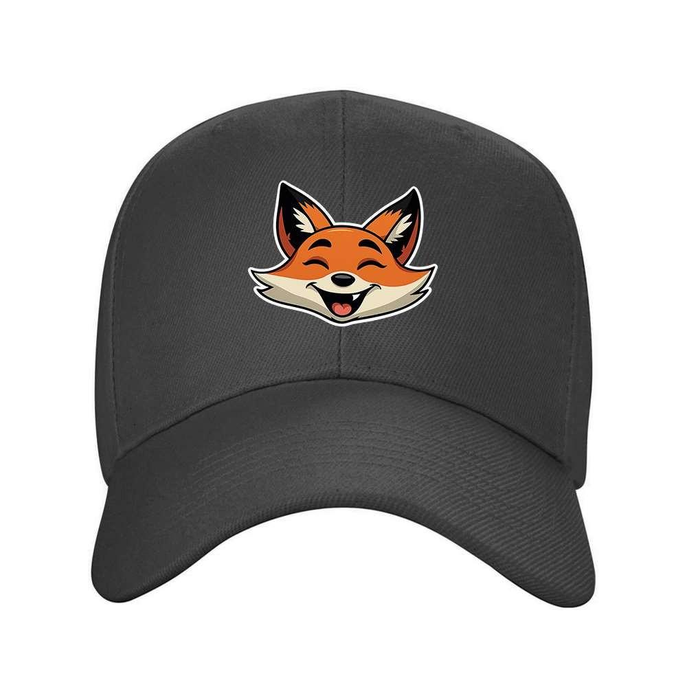 Happy Fox Laughing Expression Baseball Cap Stylish Travel Adjustable Outdoor Hat