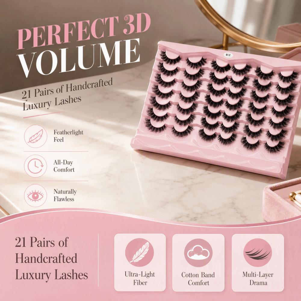 Delicate 21 Pairs Volume Strip Lashes Stage Dramatic False Eyelashes Party & Festival Makeup