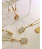 French Retro Rose Flower Necklace with Geometric Bead Chain, 18K Gold-Plated Titanium Steel