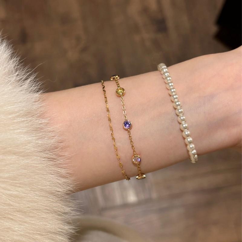 Rainbow Bubble Charm Bracelet Women Layered Stackable Geometric Design With Zircon Accents Gold Or Plated Copper