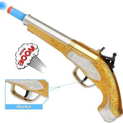 Kids Boy Golden Toy Gun Pistol with Soft Foam Darts Bullets Role Play Pirate Toy Dress Up