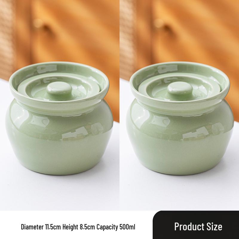 Ceramic Double Boiler Stew and Egg Custard Pot with Lid