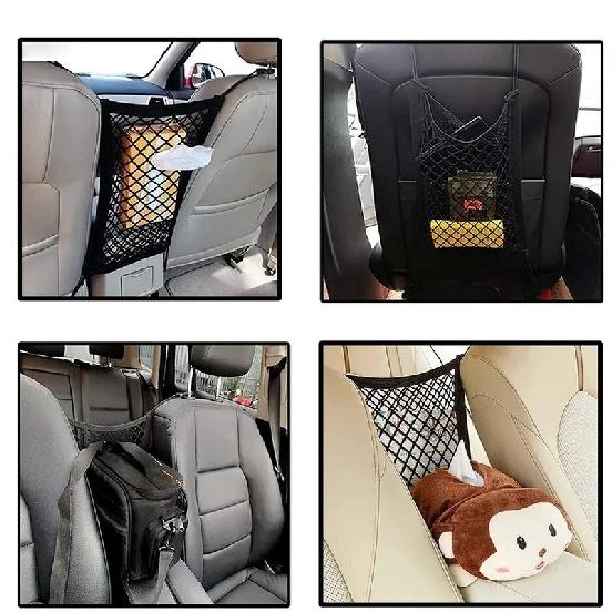 3 Layer Mesh Bag Car Elastic Storage Net Bag Between Seats Auto Interior Organizer Car Divider Pet Barrier Universal Stretchable