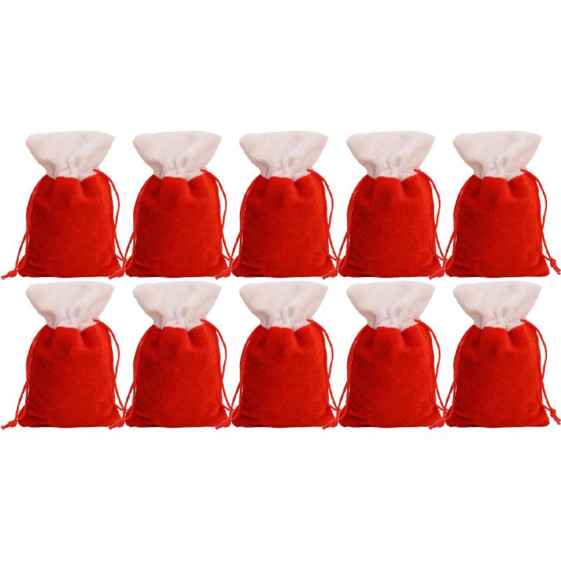 Christmas Candy Snack Gifts Bag Red Velvet Drawstrings Packaging Bags Stockings Pouches Storage Holders Festive Party Favors