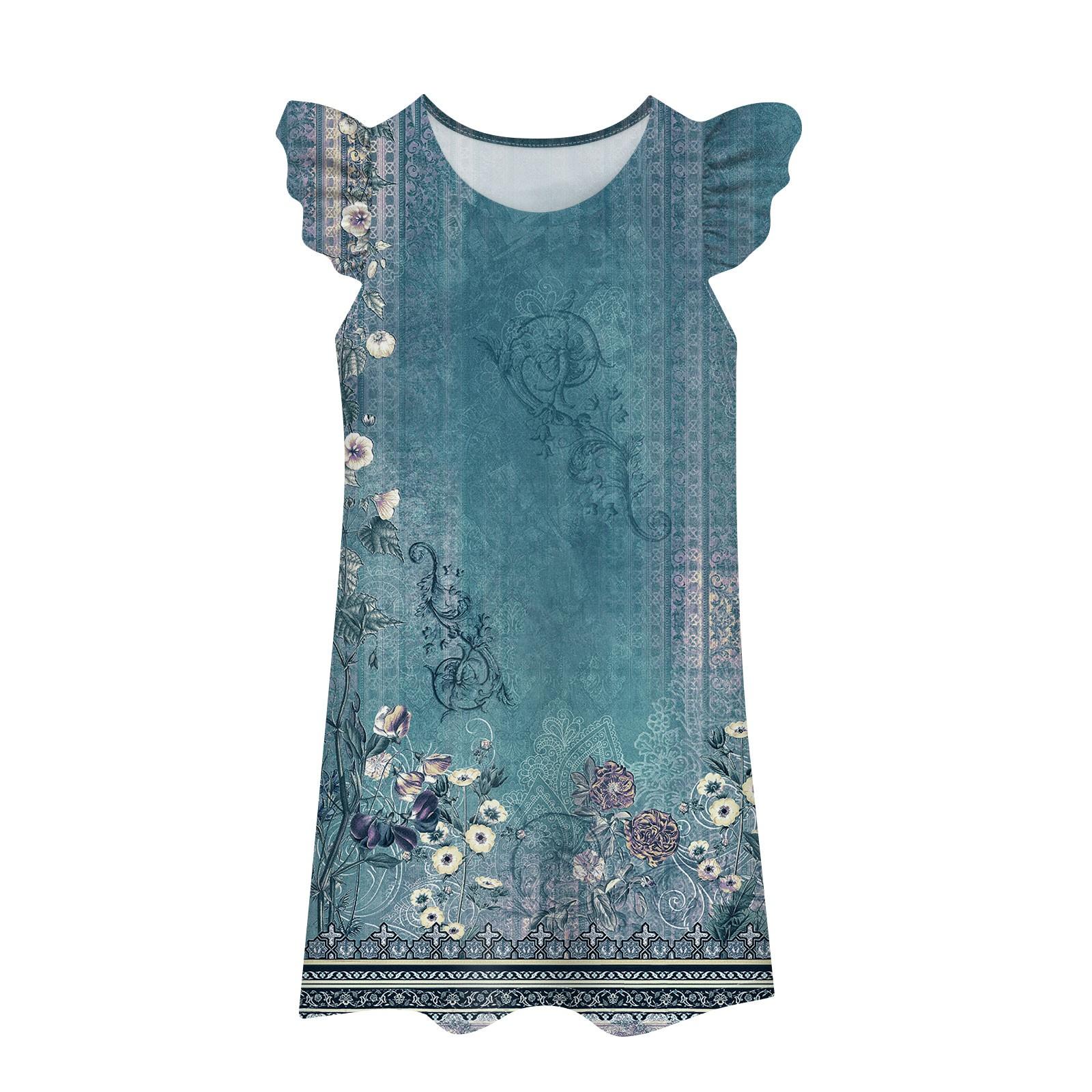 

Детское платье с рукавами-крылышками, юбка с принтом, повседневное платье 150 тёмно-синий