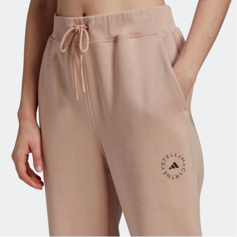 Adidas X Stella McCartney Solid Tone Relaxed Sweatpants Drawstring Waist Cuffed Hem Casual Daily Wear Women Light Pink H59287
