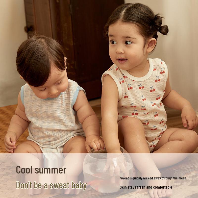 Koala Bibi Infant Cool Mesh Fruit Grid Sleeveless Romper