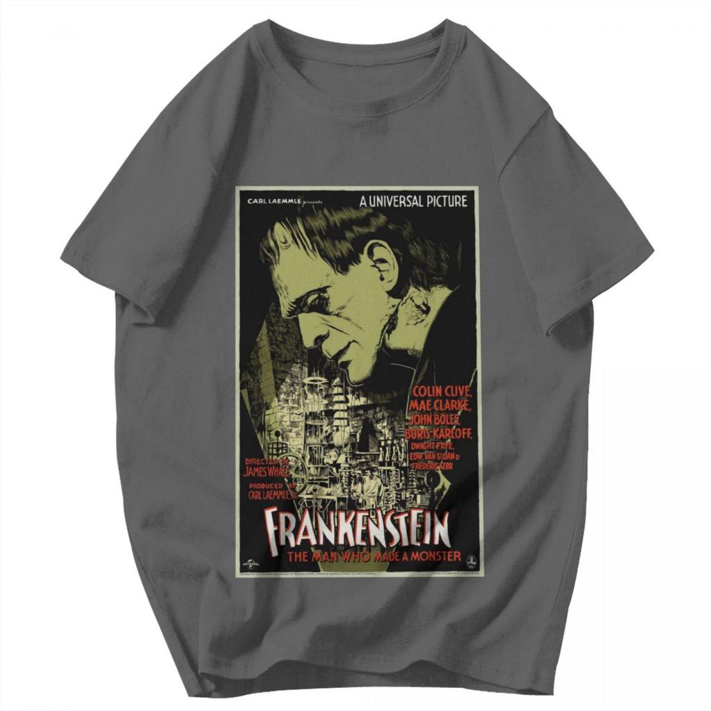 Men T Shirt Frankenstei Vintage Cotton Y2K Graphic Oneck Unisex Clothing T Shirts