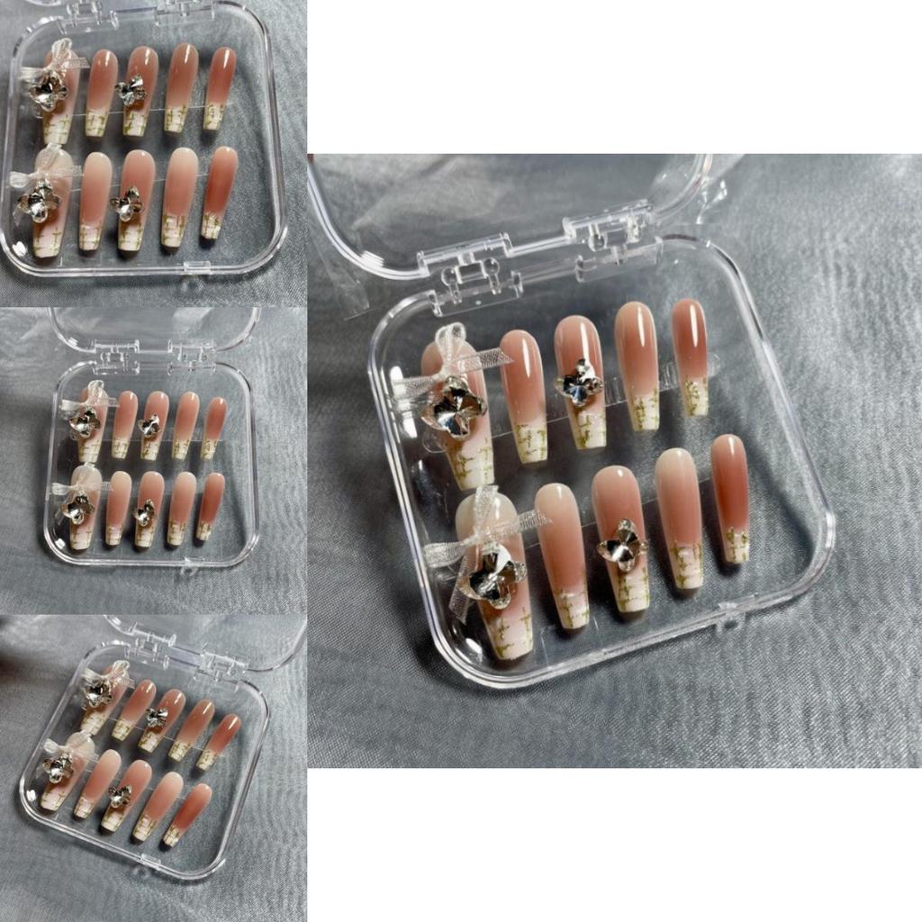 Nail Bow Artificial Nude French Style Gorgeous Manicure Wearable Nails Reusable