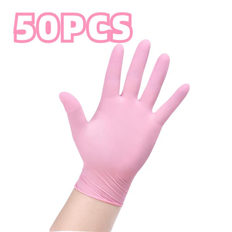 

20/50/100PCS Pink Nitrile Gloves Household Cleaning Nitrile Gloves Kitchen Cooking Petcare Beauty Nail Multifunctional Tool XS