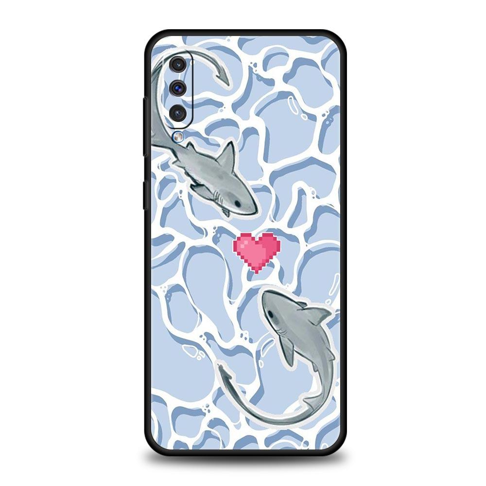 

Seaside Sharks Pattern Phone Case for Samsung Galaxy A56 A36 A26 A16 A34 A24 A42 A22 A20 A12 A40 A30 A10 5G Soft TPU Cover Shell Samsung A56