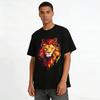 Cool Flame Lion Print Casual Loose Crewneck Unisex T-Shirt Pure Cotton T-shirt