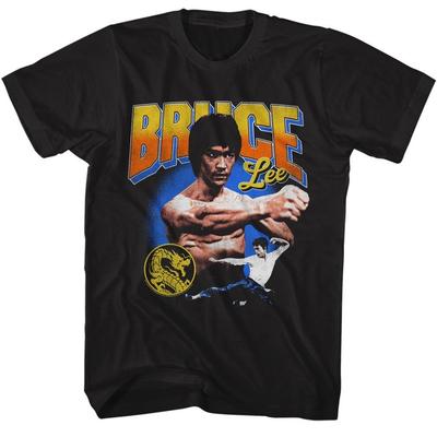 Bruce Lee Gradient Text Black T-Shirt